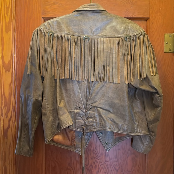 Vintage Fringed brown leather jacket - Picture 2 of 4